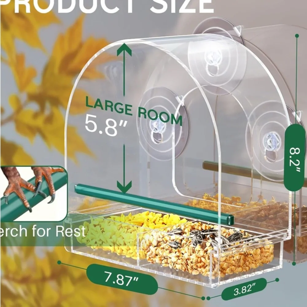 Transparent Window Wild Bird Feeder with Suction Cups